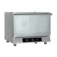 ELEKTRO-HEISSLUFTOFEN FÜR DIE GASTRONOMIE UND FÜR KONDITOREIEN - MOD. MR321 - ELEKTROMECHANISCHE STEUERUNG - MIT BESCHWADUNG - DOPPELTE GESCHWINDIGKEIT - KLAPPTÜR - EINPHASIGER ANSCHLUSS: 230/1/50 - LEISTUNG: 3,3 kW - KAPAZITÄT: 3 X (GN 1/1 ; 60X40) - EIN
