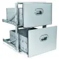 EDELSTAHL-SCHUBLADE 1/2 - Linie 3000 - Modell 3024 - Bankloch cm (BxH) 44 x 59 - Schubladentiefe 49,5 cm