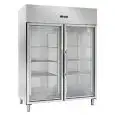 KÜHLSCHRANK AUS EDELSTAHL - Belüftet - Mod. AK1414TNG - Gastronorm 2/1 (cm 65 x 53) - 2 Glastüren - Fassungsvermögen 1333 Liter - Temperatur -2°/+8°C - Produktmaße (BxTxH) cm 148 x 83 x 201 - Gewicht Kg 195 - CE-Norm