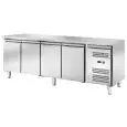 KÜHLTISCH AUS EDELSTAHL - UMLUFTKÜHLUNG - Mod. AK4104TN - GASTRONORM 1/1 (cm 53 x 32,5) - 4 TÜREN - TÜRSCHLOSS - NUTZVOLUMENLt 553 - TEMPERATUR -2°/+8°C - Abmessungen in cm (B x T x H): 223 x 70 x 85 - EG-NORM