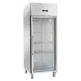 KÜHLSCHRANK AUS EDELSTAHL - Belüftet - Mod. AK654TNG - Gastronorm 2/1 (cm 65 x 53) - 1 Glastür - Fassungsvermögen 650 Liter - Temperatur -2°/+8°C - Produktmaße (BxTxH) cm 74 x 83 x 201 - Gewicht Kg 130 - CE-Norm