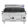 GAS-LAVASTEINGRILL - TISCHGERÄT - Mod. CV7I8EOE - Leistung: 14 kW - Produktmaße (B x T x H): 80 X 70 X 54,7 - CE Kennzeichnung