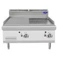 GAS-GRILLPLATTE MIT 1/2 GLATTER PLATTE 1/2 GERILLTER INOXPLATTE - TISCHGERÄT - Mod. CV7I8IEF - Leistung: 14 kW - Produktmaße (B x T x H): 80 X 70 X 54,7 - CE Kennzeichnung