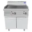 GAS-GRILLPLATTE MIT 1/2 GLATTER PLATTE 1/2 GERILLTER INOXPLATTE - Mod. CV9I8IHF - UNTERBAU MIT FLÜGELTÜREN - Leistung: 20 kW - Produktmaße (B x T x H): 80 X 90 X 114 - CE Kennzeichnung