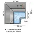 Kühldisplay 90° AC FB (geschlossen) mit glattem Glas - Kanalisiert - Abmessungen cm L 118,8 x P 89,8 x H 126