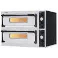 ELEKTRO-PIZZAOFEN - MECHANISCHE BEDIENUNG - Mod. BASIC 44 - 2 Backkammer - Schamottsteinboden - Backkammermaße in cm (BxTxH): 66x66x14 - 4 + 4 Pizzen (Ø 32 cm) - Leistung: 9,4 Kw - CE Norm