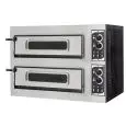 ELEKTRO-PIZZAOFEN - MECHANISCHE BEDIENUNG - Mod. BASIC 2/50/V+L4T - 2 Backkammern mit Backkammertür aus Glastüren - Schamottsteinboden - Innenbeleuchtung - 4 Thermostate - Backkammermaße in cm (BxTxH): 62 x 50 x 12 - Anzahl Pizzen insgesamt 1 + 1 (Ø cm 45