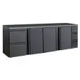 RETROBAR KÜHLSCHRANK FÜR GETRÄNKE - Mod DD 423 UF - Temperatur 0°/+10°C - Fassungsvermögen lt. 586 - Einphasige Stromversorgung V220/1 - Leistung W 320 - Produktmaße (BxTxH) cm 254,2 x 51,3 x 86 - Gewicht Kg. 123