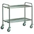 SCHWERER EDELSTAHL-SERVICETROLLEY MIT ZWEI ETAGEN - Mod CA1392P - Quadratische Rohrstruktur aus Edelstahl 25x25 mm - Regale aus Edelstahl gefaltet mit Verstärkungs-Omega - Produktmaße (BxTxH) cm 92 x 67 x 98