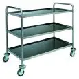DREIETAGEN-SERVICETROLLEYS - Mod CA1415 - Runde Rohrstruktur Ø 25 mm aus Edelstahl - Tabletts in Tablettform mit abgerundeten und schallisolierten Kanten und satinierter Oberfläche - Produktmaße (BxTxH) cm 100 x 70 x 104