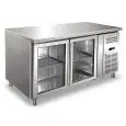 Tiefkühltisch - Edelstahl AISI 304 - BELÜFTET - Mod ECZ2100TNG - GASTRONORM 1/1 (cm 53 x 32,5) - 2 GLASTÜREN - KAPAZITÄT Lt 314 - TEMPERATUR -2°/+8°C - PRODUKTMAßE (BxTxH) cm 136 x 70 x 86 - CE-Norm