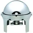 Chafing Dish - Mod CD6504 - Polierte Edelstahlstruktur - Rolltop-Deckel 180° - Alkoholbrenner - Produktmaße (BxTxH) cm 50 x 52 x 45