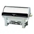 CHAFING DISH - Mod CD9801 - POLIERTE EDELSTAHLSTRUKTUR - ROLLTOP-DECKEL - ALKOHOLBRENNER - PRODUKTMAßE (BxTxH) cm 65 x 47 x 45