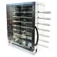 Multigrill- Mod. CEV4 -  tragende Struktur aus Edelstahl - 2 gepanzerte unabhängige Heizelemente mit Energieregler - 4 + 3 Grillspieße aus Edelstahl  - Spannung 400V Dreiphasenwechselstrom - Leistung 3,6 KW - Produktmaße (B x T x H): 58,7 X 31,5 X 77 - CE