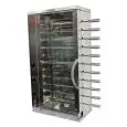 Multigrill- Mod. CEV6 -  tragende Struktur aus Edelstahl - 3 unabhängige Heizelemente mit Energieregler - 6 + 5 Grillspieße aus Edelstahl - Spannung 400V/3N Dreiphasenwechselstrom - Leistung 5,4 KW - Produktmaße (B x T x H): 58,7 X 31,5 X 109 - CE-Norm
