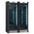 WEINKÜHLSCHRANK - Mod ENY 820 N BLACK - STATISCH - TEMPERATUR °C +4/+18 - N. 2 GLASTÜREN - STRUKTUR AUS SCHWARZEM ESCHENHOLZ - BRUTTOKAPAZITÄT Lt. 764 - NETTOKAPAZITÄT Lt. 604 - LEISTUNG W 244 - STROMVERSORGUNG 220/50Hz EINPHASIG - ABMESSUNGEN cm B 131,5 