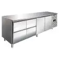 Tiefkühltisch - Edelstahl AISI 304 - Umluftkühlung - Mod CXF4140TN - GASTRONORM 1/1 (53 x 32,5 cm) - 2 GEKÜHLTE TÜREN - 4 GEKÜHLTE SCHUBLADEN - KAPAZITÄT 476 Liter - TEMPERATUR -2°/+8°C - Produktmaße (BxTxH) cm 223 x 70 x 86