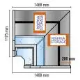 Neutrale Anzeige 90° AC (geschlossen) mit Reservetüren mit gebogenes Glas