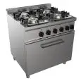 GASHERD MIT 4 FLAMMEN - Mod. G7GWRG4FE2M2G - statischer Elektrobackofen in cm (BxTxH): 54,5 x 53 x 35 - Gas-Leistung: 24 kW - Produktabmessungen in cm (BxTxH) :70 x 70 x 85 - EG-Norm