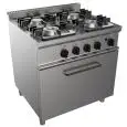 GASHERD MIT 4 FLAMMEN - Mod. G7NURG4FO2M2G - statischer Gas-Backofen GN 2/1 in cm (BxTxH): 68,5 x 53 x 35 - Gesamtleistung: 31,9 kW - Produktmaße in cm (BxTxH): 80 x 70 x 85 - EG-Norm