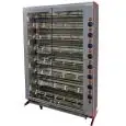 Vertikaler Elektro-Hähnchengrill - Mod. ELBA48/PE - Kapazität:.48 Hähnchen - 8 Spieße aus Edelstahl 12 x 12 mm, Länge: 96 cm - Heizelemente und Schalter- Energieregler - Anschlusswert:  400 V Dreiphasenwechselstrom- Leistung 20,5 Kw - Produktmaße (B x T x