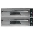 ELEKTRO-PIZZAOFEN MIT MECHANISCHER BEDIENUNG - Mod. BIG 8 - 2 Backkammern - Schamottsteinboden oder Backkammer in Vollschamott - Backkammermaße in cm (BxTxH): 70 x 70 x 15 - 4 + 4 Pizzen (Ø cm 30/34) - Leistung: 11,2 kW - CE Kennzeichnung