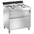 ELEKTRO-FRITTEUSE - KORAL SERIE - MOD. HT1212C - 2 BECKEN: 12 + 12 LITER ÖL - DREHSTROM V 400/50-60Hz - LEISTUNG kW 9 + 9 - ABMESSUNGEN cm B 80 x T 70 x H 96