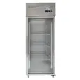 KÜHLSCHRANK AUS EDELSTAHL AISI 201 - UMLUFTKÜHLUNG - Mod. G-GN650BTG-FC - GASTRONORM 2/1 (65 x 53 cm) - 1 GLASTÜR - NUTZVOLUMEN: 700 LITER - TEMPERATUR: -18°/-22º C - Abmessungen in cm. (B x T x H): 74 x 83 x 201 - EG-NORM