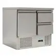 SALADETTE UND KÜHLTISCH AUS EDELSTAHL AISI 201 - Mod. G-S901-2D-FC - STATISCHE KÜHLUNG - GASTRONORM 1/1 (53 x 32,5 cm) - 1 KÜHLTÜR - 2 SCHUBLADEN - TEMPERATUR: +2°/+10°C - Abmessungen in cm. (B x T x H): 90 x 70 x 85 - EG-Norm