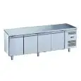 KÜHLTISCH AUS EDELSTAHL AISI 201 - FÜR SNACKS - UMLUFTKÜHLUNG - Mod. G-SNACK4100TN-FC - 4 TÜREN - Bruttokapazität: 342 Liter - TEMPERATUR: -2°/+8°C - Abmessungen in cm. (B x T x H): 223 x 60 x 85 - EG-Norm