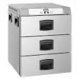 WARMHALTEGERÄT MIT 3 SCHUBLADEN - MOD. GMC3E - ELEKTRONISCHES MODELL - KAPAZITÄT: 3 GN 1/1 - EINPHASIGER ANSCHLUSS: V 230/1/50 Hz - LEISTUNG: 1000 W -PRODUKTMASSE IN CM (B x T x H): 65 X 60 X 72 - Gewicht: 40 kg