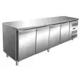 Kühltisch - Edelstahl AISI 201 - Umluftkühlung - Mod GN4100TN - Gastronorm 1/1 (53 x 32,5 cm) - 4 Türen - Nutzvolumen: 553 Liter - Temperaturberereich: +2°/+8°C - Produktmaße (B x T x H): 223 x 70 x 85