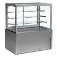 VITRINA REFRIGERADA - ADECUADA PARA LA PRESENTACIÓN DE PRODUCTOS DE PASTELERÍA - MODELO KRISTALL - ESTRUCTURA DE CRISTAL - SURFACE INFERIOR DE EXPOSICIÓN EN ACERO INOXIDABLE AISI 304 - INCLUYE 3 ESTANTERÍAS DE CRISTAL - ILUMINACIÓN LED - TEMPERATURA +2/+6