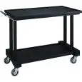 SERVIERWAGEN AUS VOLLHOLZ MIT 2 ETAGEN IN CARBON FARBE - MOD. LP800CA - Etagen aus Birke-Multiplex (Carbon gefärbt) - verchromte Lenkrollen - Abmessungen in cm. (B x T x H): 81 x 55 x 108
