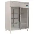 Tiefkühlschrank aus Edelstahl AISI 201 - Mod M-GN650BTG-FC - Gastronorm 2/1 (65 x 53 cm) - Belüftet - 1 Glastür - Fassungsvermögen 650 Liter - Temperatur -18°/-22°C - Produktmaße (BxTxH) cm 74 x 83 x 201