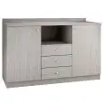 SERVIERSCHRANK - Eiche furniert, gebleicht - MOD. ML3204SS - 2 TÜREN - 3 Schubladen + offenes Gefach - Abmessungen in cm (B x T x H): 136 x 48 x 95