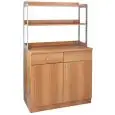 SERVIERSCHRANK - Eiche furniert, gebleicht - MOD. ML3212SS - 2 TÜREN - 2 Schubladen + offene Regale - Abmessungen in cm (B x T x H): 90 x 48 x 155