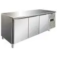 Kühltisch - Edelstahl AISI 304 - für Konditoreien - Umluftkühlung - Mod PXF3100TN - 3 Türen - Nutzvolumen: 635 Liter - Temperaturberereich: +2°/+8°C - Produktmaße (B x T x H): 202 x 80 x 86