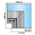 Kühlvitrine 90° AA Ecke (offen) mit geradem Glas - Kanalisierbar - Leistung B 470 - Ausstellungsfläche mq 1,54 - Maße cm L 146,8 x T 117,5 x H 120