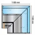 Espositore refrigerato angolo 90° AA (aperto) con vetro dritto - Canalizzabile - Potenza W 470 - Dimensioni cm L 118,8 x P 89,5 x H 120