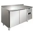 Tiefkühltisch mit Aufkantung - Edelstahl AISI 304 - Umluftkühlung - Mod SNACK 2200 BTF - 2 Türen - Nutzvolumen: 260,3 Liter - Temperaturberereich: -18°/-22°C - Produktmaße (B x T x H): 136 x 60 x 96