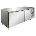 Tiefkühltisch - Edelstahl AISI 304 - Umluftkühlung - Mod SNACK 3100 BTF - 3 Türen - Nutzvolumen: 386 Liter - Temperaturberereich: -18°/-22°C - Produktmaße (B x T x H): 179,5 x 60 x 86