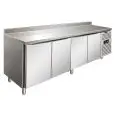 Tiefkühltisch mit Aufkantung - Edelstahl AISI 304 - Umluftkühlung - Mod SNACK 4200 BTF - 4 Türen - Nutzvolumen: 511 Liter - Temperaturberereich: -18°/-22°C - Produktmaße (B x T x H): 223 x 60 x 96