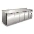 Tiefkühltisch mit Aufkantung - Edelstahl AISI 304 - BELÜFTET - Mod UOCEM4200BT - 4 TÜREN - KAPAZITÄT 511 Liter - TEMPERATUR -10°/-20°C - Produktmaße (BxTxH) cm 223 x 60 x 96 - CE-Norm