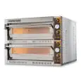 ELEKTRO-PIZZAOFEN - Mod. TECMASTER 44  - 2 Backkammern - Backebene oder Decke und Boden aus feuerfestem Material - geringer Stromverbrauch - Backkammermaße (x2) in cm (BxTxH): 72 x 72 x 14 - 4 + 4 Pizzen (Ø cm 36) - 2 Pizzableche 60x40cm - Leistung: 12 Kw