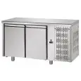 KÜHLTISCH AUS EDELSTAHL AISI 304 - UMLUFTKÜHLUNG - Mod. UG02MGN - GASTRONORM 1/1 -  2 TÜREN - TEMPERATUR 0°/+10°C - Abmessungen in cm (B x T x H): 142 x 70 x 85/92 -CE-Kennzeichnung