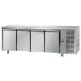 KÜHLTISCH AUS EDELSTAHL AISI 304- UMLUFTKÜHLUNG - Mod. UG04MGN - GASTRONORM 1/1 - 4 TÜREN - NORMALE TEMPERATUR 0°/+10°C - Abmessungen in cm (B x T x H):  232 x 70 x 85/92 -CE-Kennzeichnung