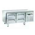 Kühltisch aus edelstahl - Mod UGN 2140 - Umluftkühlung - 4 Schubladen - Kapazität 181 L - Temperatur -2°/+8°C - Abmessungen B 136,7 x T 70 x H 65 cm