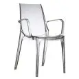 STUHL "VANITY" - MOD. 2654 - STRUKTUR AUS POLYCARBONAT MIT ARMLEHNEN - FÜR DEN INNEN-UND AUSSENBEREICH GEEIGNET - STAPELBAR - ABMESSUNGEN IN CM (BxTxH): 57 x 55 x 88 - CE-KENNZEICHNUNG