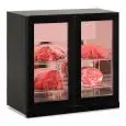 Kühlvitrine zur Fleischkonservierung Modell WALL MEAT 200 BLK, Temperatur -2°C / +10°C, Bruttovolumen 195 Lt, Außenmaße 900 x 565 x 852 mm.
